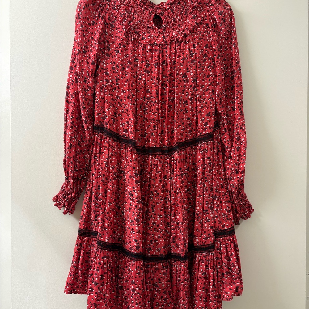 Scotch & Soda Red Patterned Dress with Black Accents